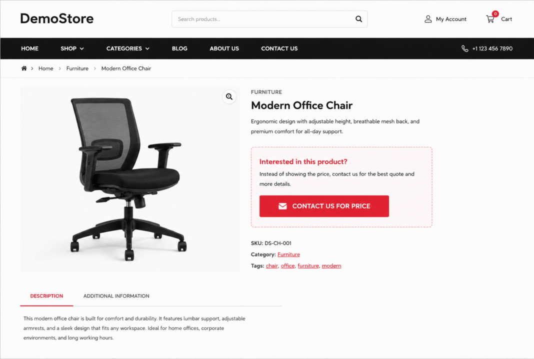 Replace Product Price with Contact Form